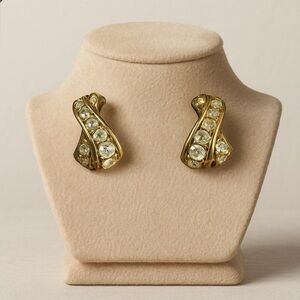 Swarovski Crystal Yellow Gold Wave Earrings 1356